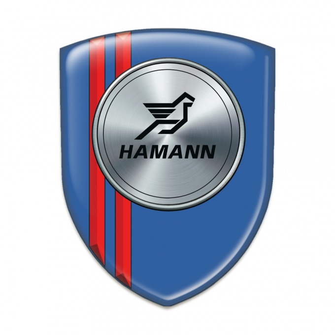 Hamann Emblem Badge Logo Blue with Red Lines Version 