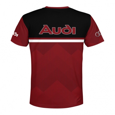 Audi T-shirt Classic Crew Neck Red Black