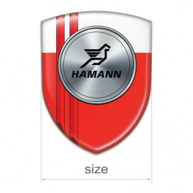 Hamann Self Adhesive Emblem Logo Red White Print with Red Lines 