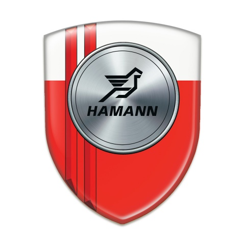Hamann Self Adhesive Emblem Logo Red White Print with Red Lines 