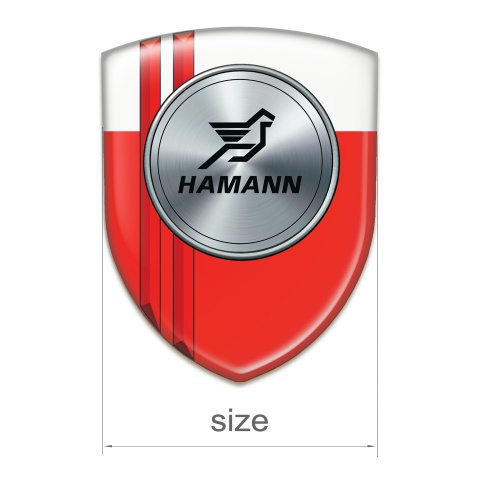 Hamann Self Adhesive Emblem Logo Red White Print with Red Lines 