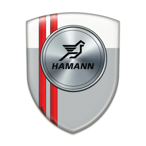 Hamann 3D Gel Emblem Grey White with Red Lines Version 