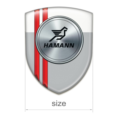 Hamann 3D Gel Emblem Grey White with Red Lines Version 