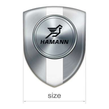 Hamann Emblem Badge Logo Silver with White tape version 