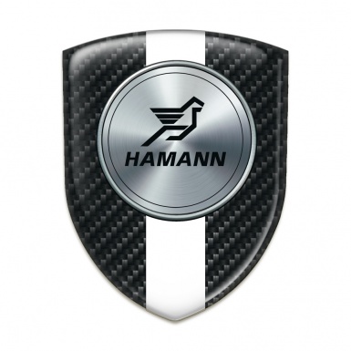 Hamann Silicone Car Decal Badge Black carbon with White Tape Version 