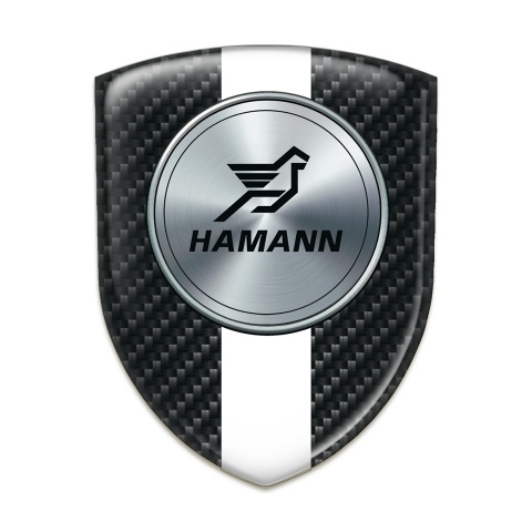 Hamann Silicone Car Decal Badge Black carbon with White Tape Version 