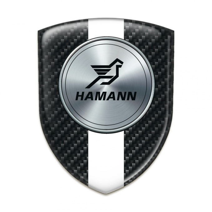 Hamann Silicone Car Decal Badge Black carbon with White Tape Version 