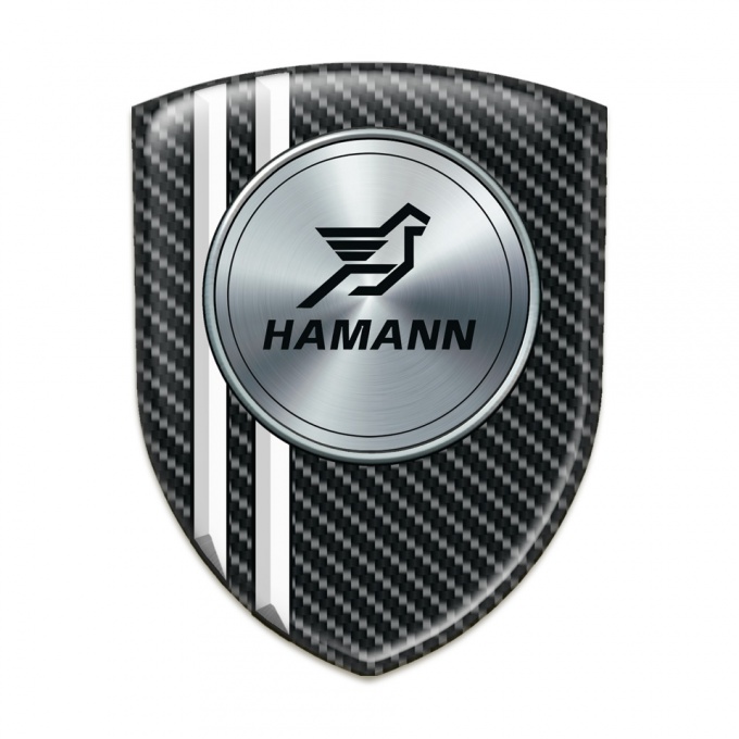 Hamann Logo Emblem Black carbon with White Stripes model 
