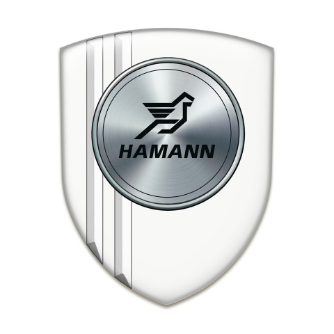 Hamann Auto Emblem Stylish White Style with Silver Round Logo 