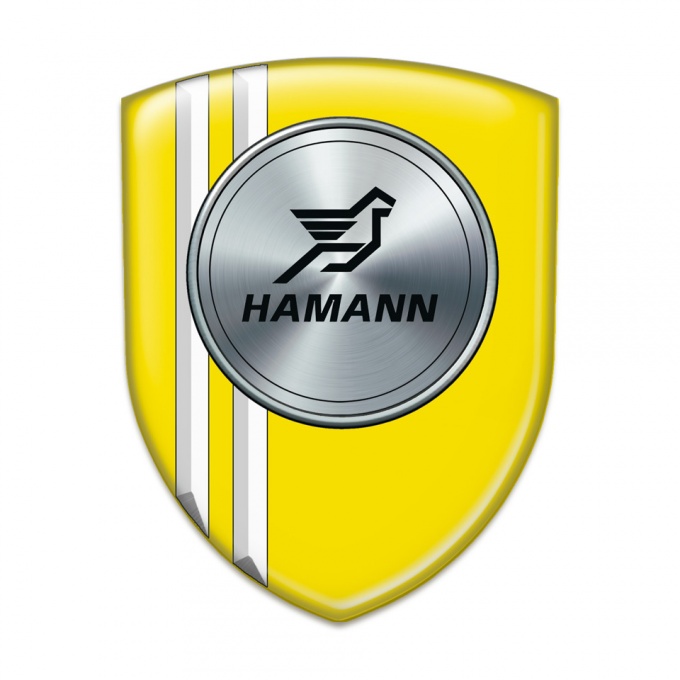 Hamann Emblem Badge Logo Yellow With White Stripes Model 