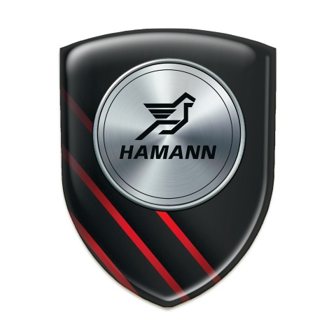 Hamann Emblem Badge Logo Black with Diagonal Red Lines Model 