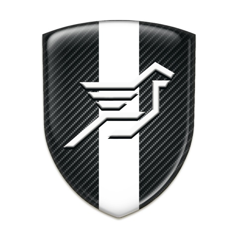 Hamann Self Adhesive Car logo Emblem dark Carbon with White Ribbon 