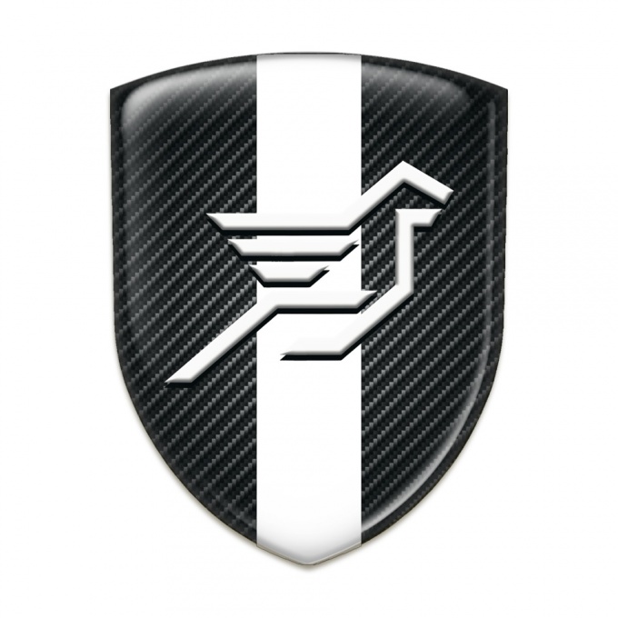 Hamann Self Adhesive Car logo Emblem dark Carbon with White Ribbon 