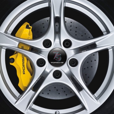 Porsche Wheel Emblems 75 years Black