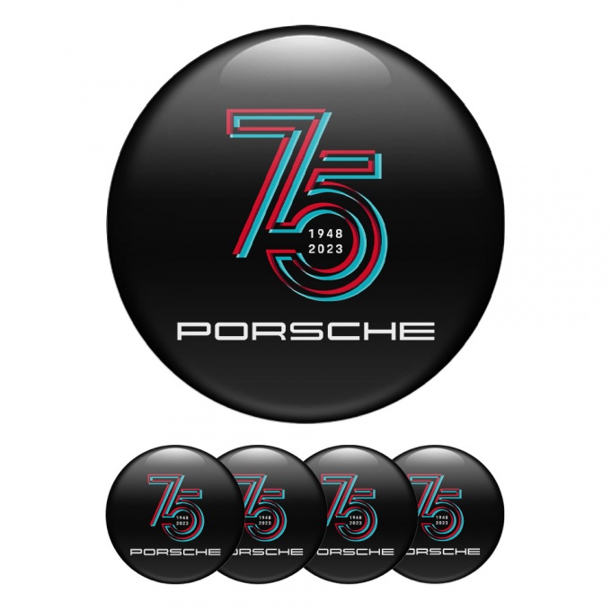 Porsche Wheel Emblems 75 years Black