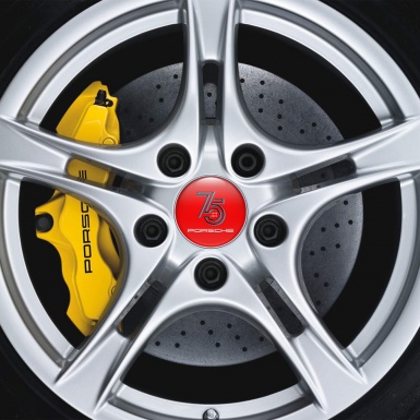 Porsche Wheel Emblems 75 years Red