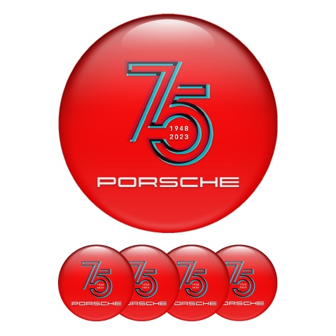 Porsche Wheel Emblems 75 years Red
