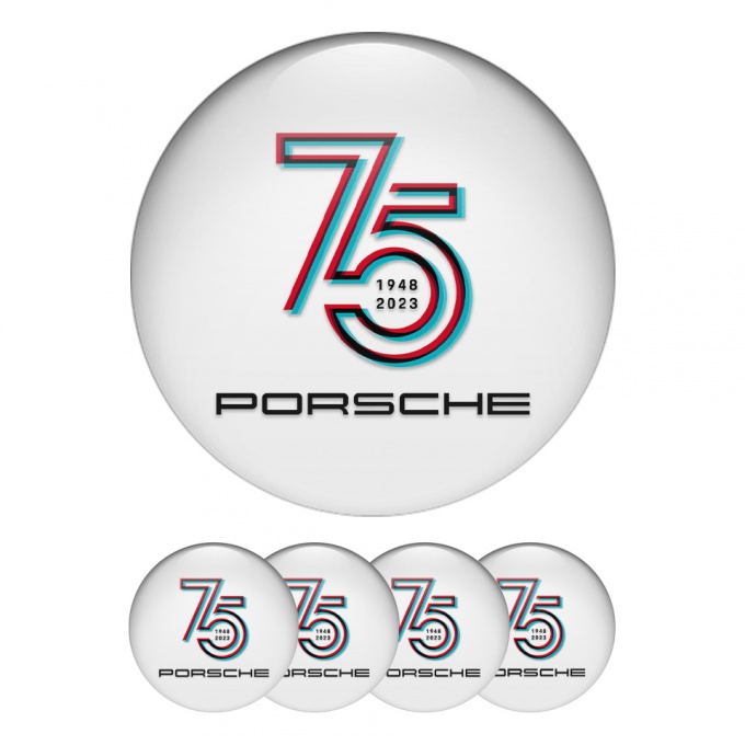 Porsche Wheel Emblems 75 years White