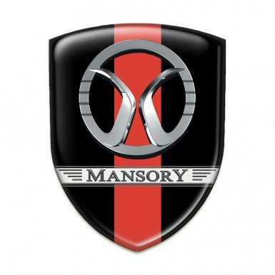 Mansory Self Adhesive Car logo Emblem Black with Red Ribbon Design 