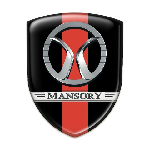 Mansory Self Adhesive Car logo Emblem Black with Red Ribbon Design 