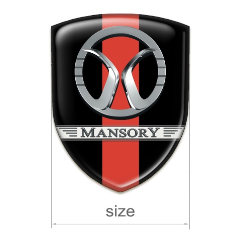 Mansory Self Adhesive Car logo Emblem Black with Red Ribbon Design 