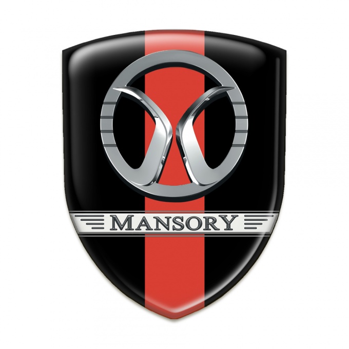 Mansory Self Adhesive Car logo Emblem Black with Red Ribbon Design 