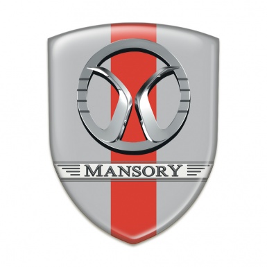Mansory Car Interior Badge Grey with Red Ribbon Design 
