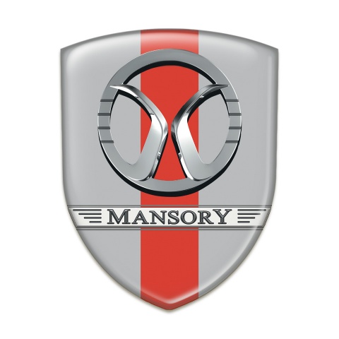Mansory Car Interior Badge Grey with Red Ribbon Design 