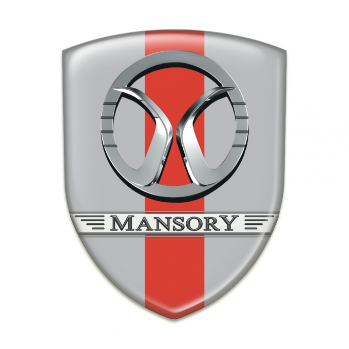 Mansory Car Interior Badge Grey with Red Ribbon Design 