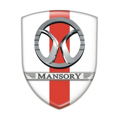 Mansory Emblem Badge Logo White with Red Ribbon Design 