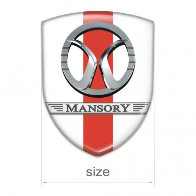 Mansory Emblem Badge Logo White with Red Ribbon Design 