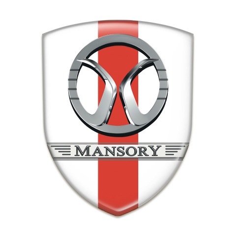 Mansory Emblem Badge Logo White with Red Ribbon Design 