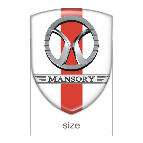 Mansory Emblem Badge Logo White with Red Ribbon Design 