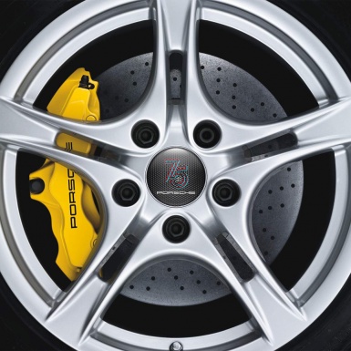 Porsche Wheel Emblems 75 years Black Steel