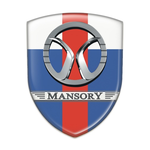 Mansory Tuning Emblem Blue White with Red Ribbon Design 