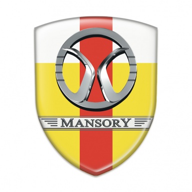 Mansory Self Adhesive Emblem Logo Yellow White with red Ribbon Design 