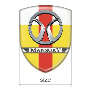 Mansory Self Adhesive Emblem Logo Yellow White with red Ribbon Design 
