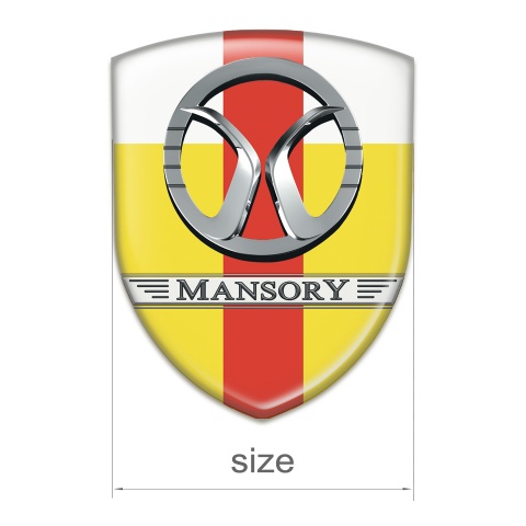 Mansory Self Adhesive Emblem Logo Yellow White with red Ribbon Design 