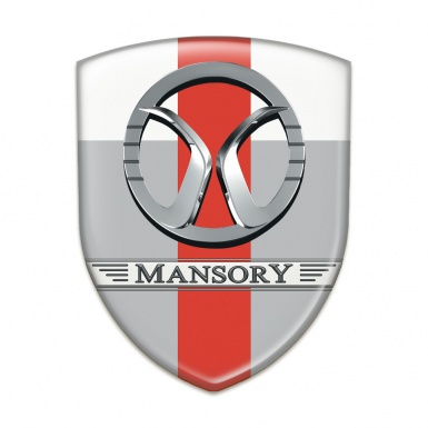 Mansory Domed Emblem Grey White with Red Ribbon Design