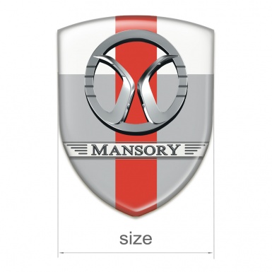 Mansory Domed Emblem Grey White with Red Ribbon Design