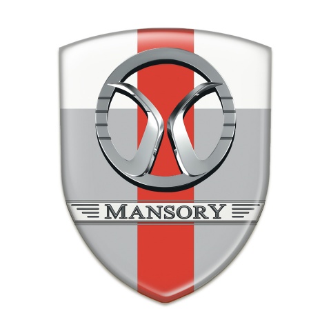 Mansory Domed Emblem Grey White with Red Ribbon Design