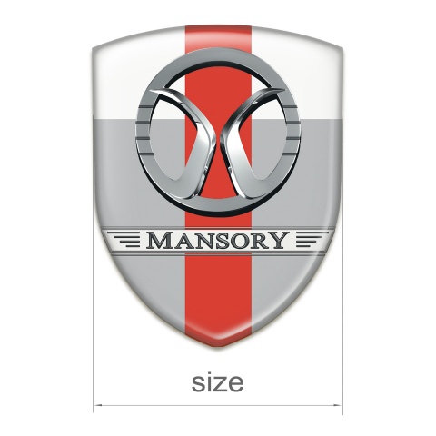 Mansory Domed Emblem Grey White with Red Ribbon Design