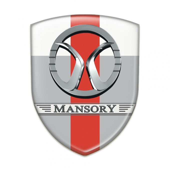 Mansory Domed Emblem Grey White with Red Ribbon Design