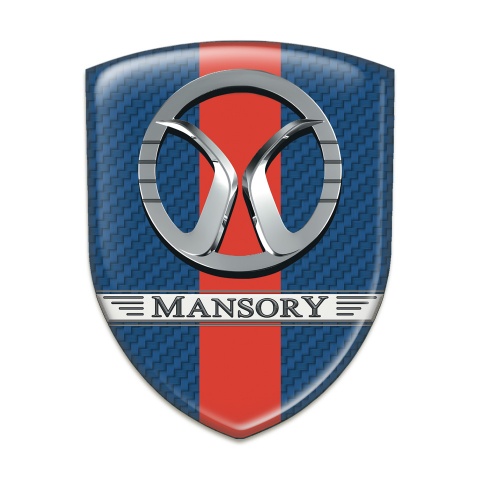 Mansory Silicone Emblem Navy Blue Carbon with Red Ribbon 