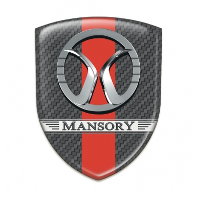 Mansory Resin Sticker Dark Grey Carbon with Red Ribbon 
