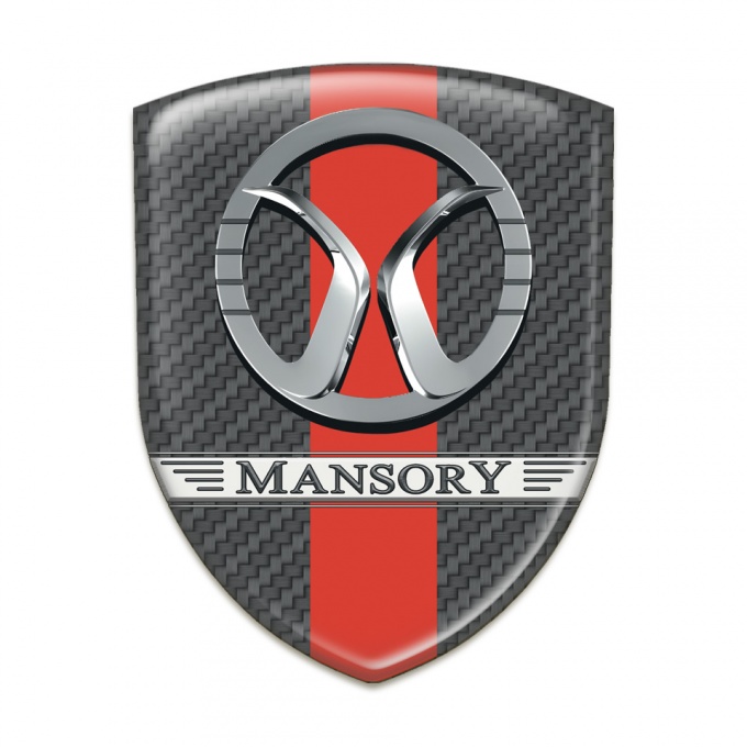 Mansory Resin Sticker Dark Grey Carbon with Red Ribbon 