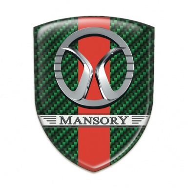 Mansory Tuning Badge Green Carbon with red Ribbon Design 