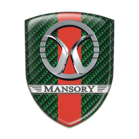 Mansory Tuning Badge Green Carbon with red Ribbon Design 