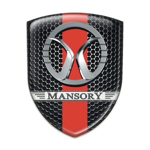 Mansory Car Accessories Badge Perforated Steel with Red Ribbon Design 