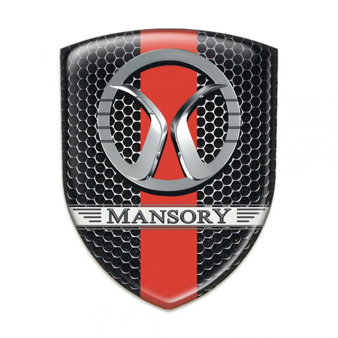 Mansory Car Accessories Badge Perforated Steel with Red Ribbon Design 
